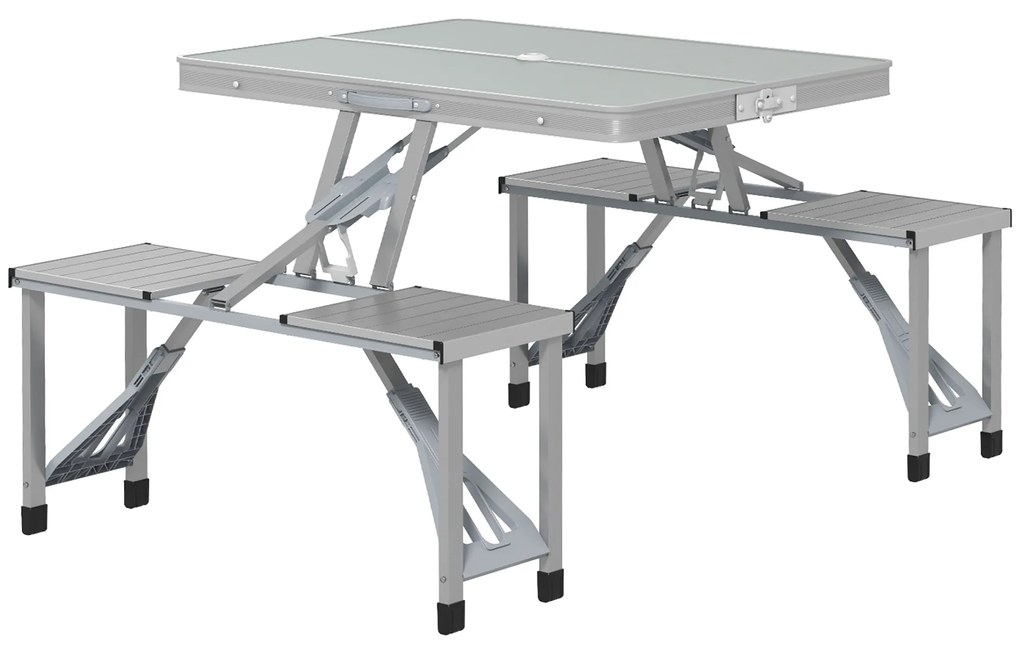 Outsunny Set masă și scaun de camping pliabil formă valiză picnic, aluminiu, dim. 85,5L x 67,5l x 67H cm | Aosom Romania
