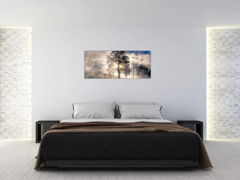 Tablou cu copac în ceață (120x50 cm)