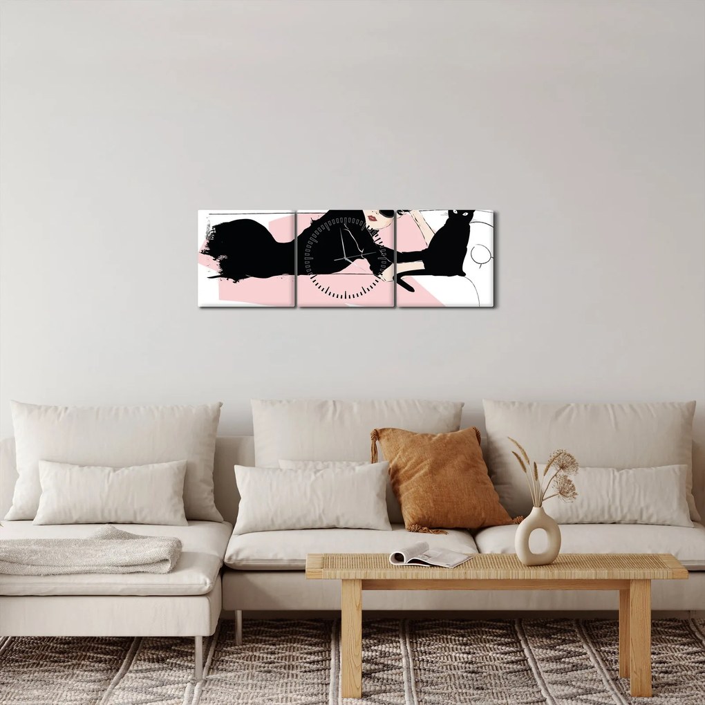 Tablou - Doamnă de modă (cu ceas) (90x30 cm)