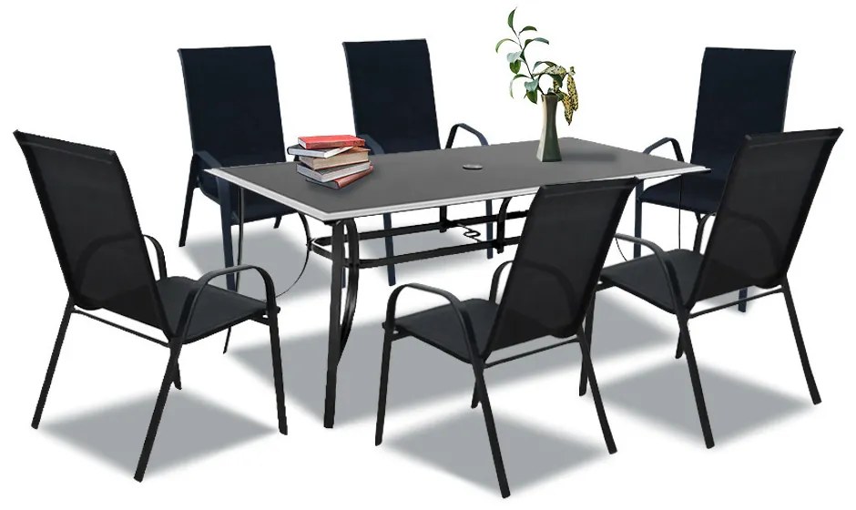 Set mobilier de grădină Agata 6+1 negru