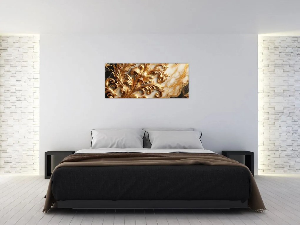 Tablou - Marmură cu auriu (120x50 cm)