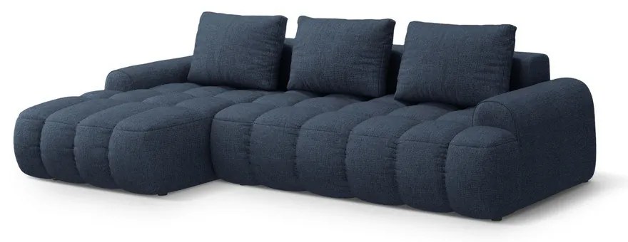 Colțar albastru închis extensibil/cu spațiu de depozitare (cu colț pe partea stângă/cu șezlong) Linz – Cosmopolitan Design