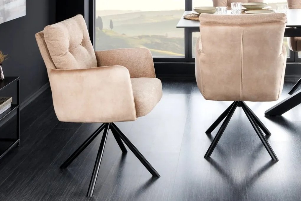 Set de 2 scaune pivotante BIG GEORGE sampanie bej