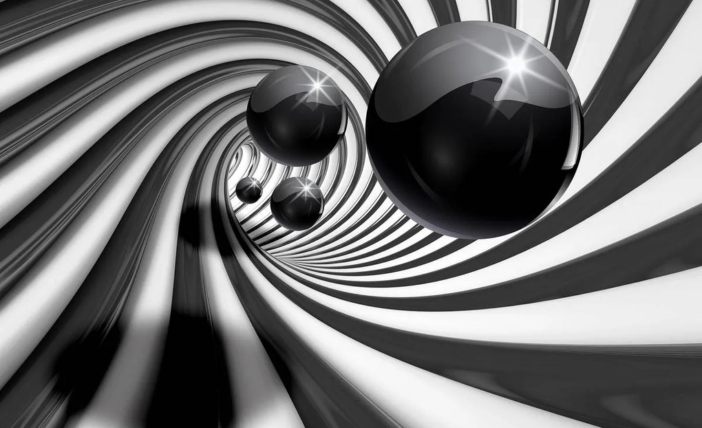 Fototapet - 3D tunel alb negru (254x184 cm)