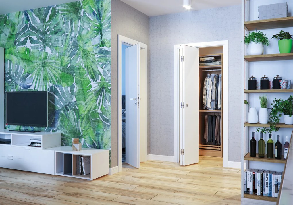 Usa de interior plianta   pliabila BETA ST, 140-160, Alb, Folie Decor, 780 x 2070