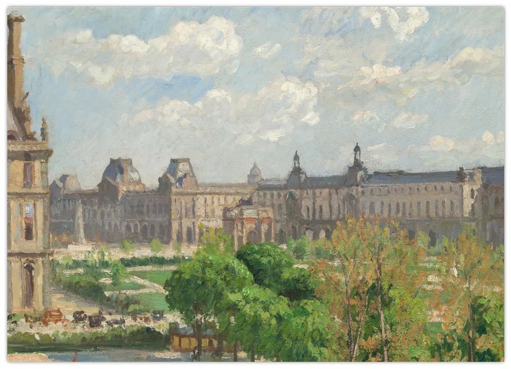 Tablou pe sticlă - Camille Pissarro, Place du Carrousel, Paris, reproducere (70x50 cm)