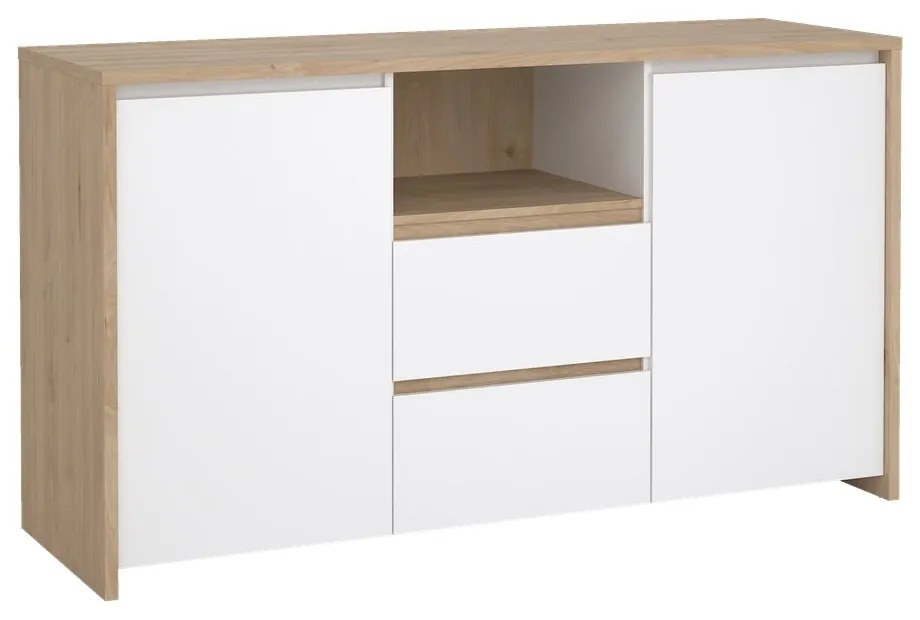 Comodă albă-în culoare naturală cu aspect de lemn de stejar 149x84x48 cm Next – Tvilum