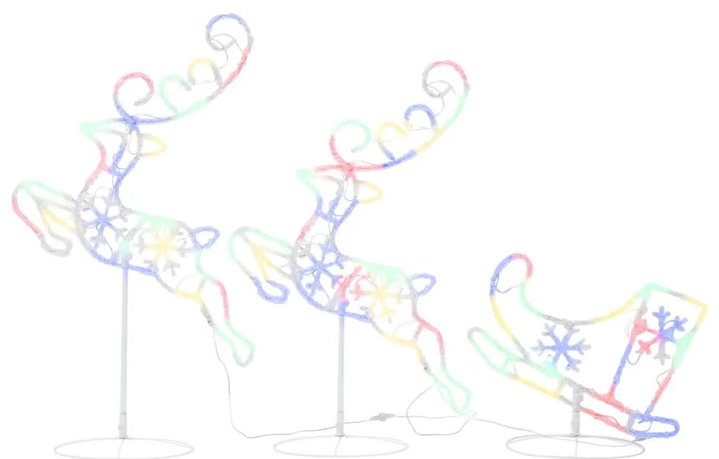 Reni si sanie de Craciun, colorat, 260x21x87 cm, acril 1, Multicolour