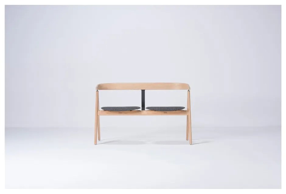 Bancă din lemn de stejar Gazzda Ava, șezut gri