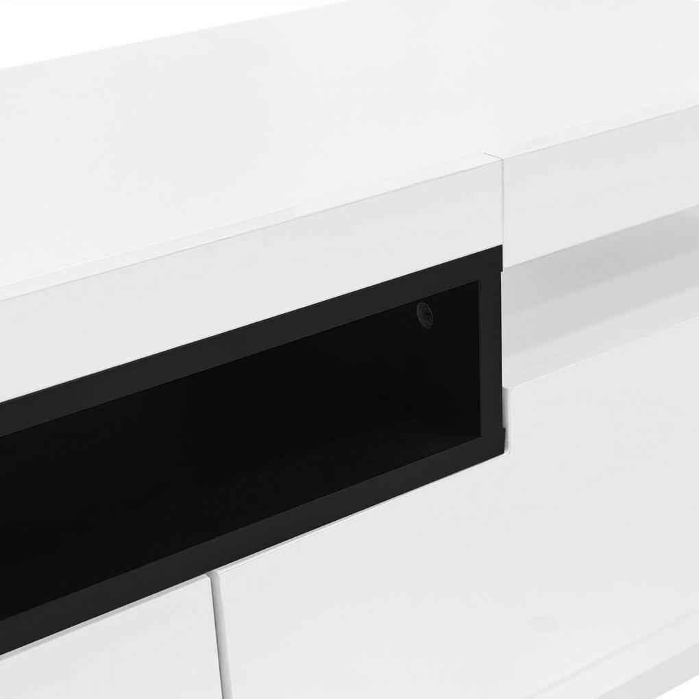 Elegant mobilier TV lucios cu iluminare LED în 16 culori, Alb | Aosom Romania