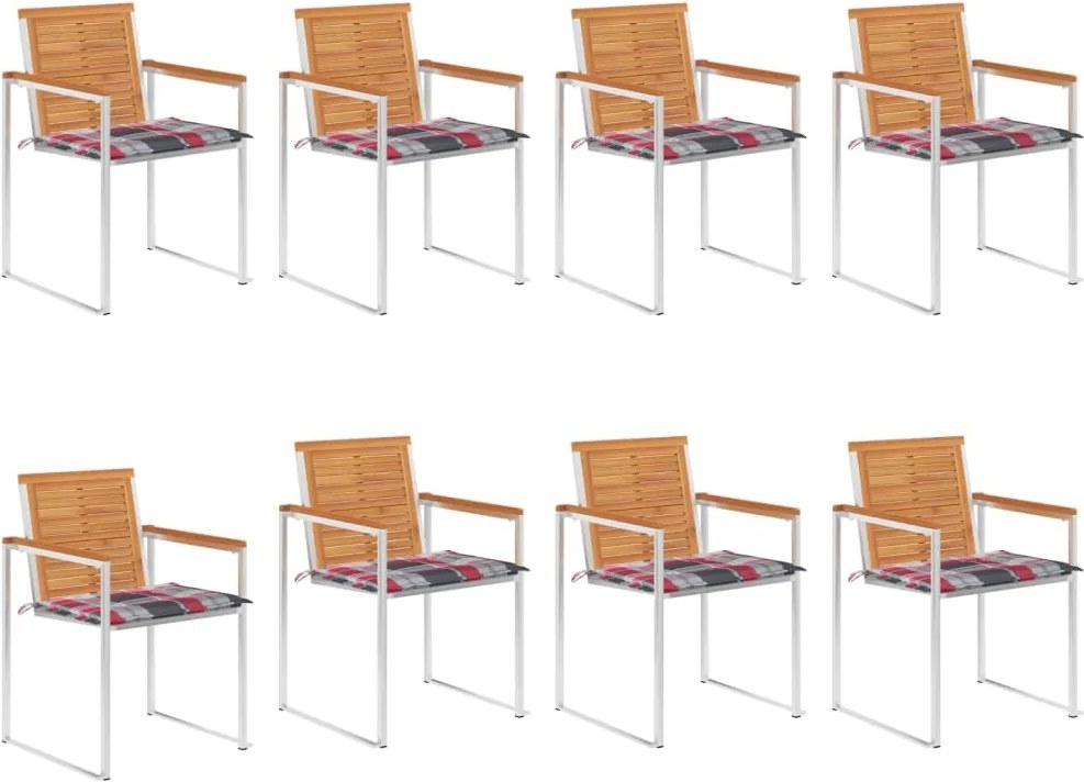 vidaXL Scaune de grădină cu perne, 8 buc., lemn masiv de acacia