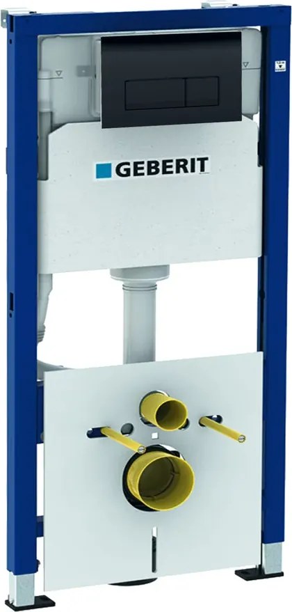 Set rezervor wc incastrat Geberit Duofix cu set fixare si izolare fonica, plus clapeta negru lucios Delta 50