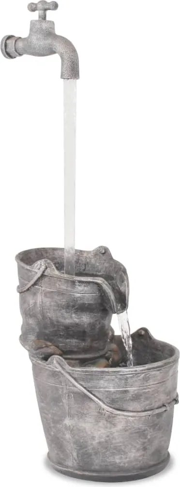 vidaXL Decor cu apă curgătoare, robinet și găleți, polirășină