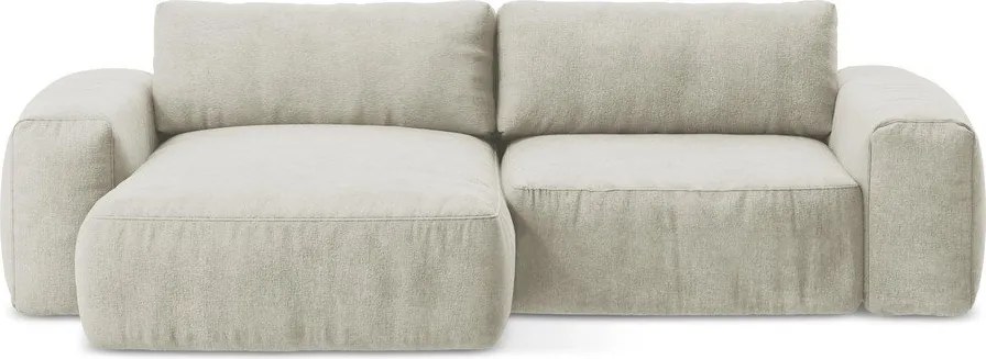 Colțar bej extensibil cu tapițerie din chenille (cu colț pe partea stângă/cu șezlong) Kuki – Makamii