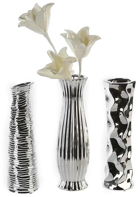 Set 3 vaze Diverso argintiu, portelan, 33.5 cm
