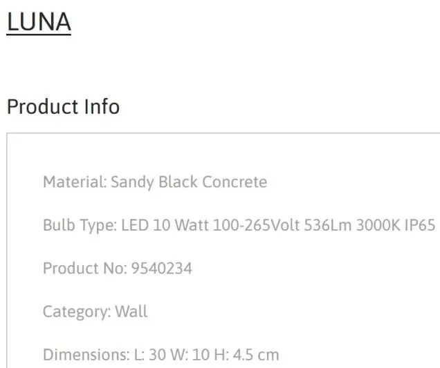 Aplica LED ambientala de exterior IP65 LUNA L-30cm