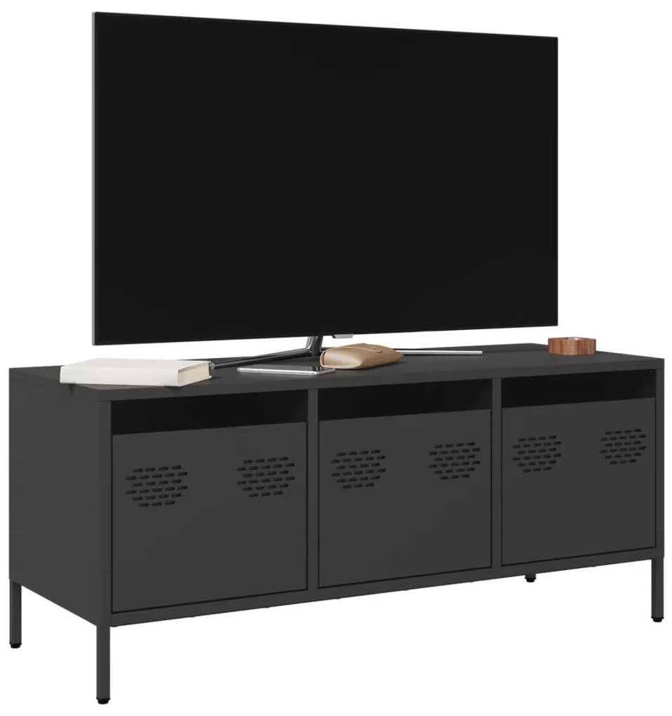 851226 vidaXL Dulap TV, negru, 101,5x39x43,5 cm, oțel laminat la rece