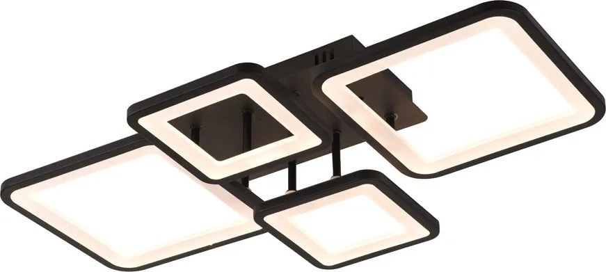 Plafoniera LED ERSTE Ambient 70W Negru Mat Dimabilă 3CCT 3850lm, Corp Iluminat Industrial Chic Modern pentru Living, Design Geometric Eficient