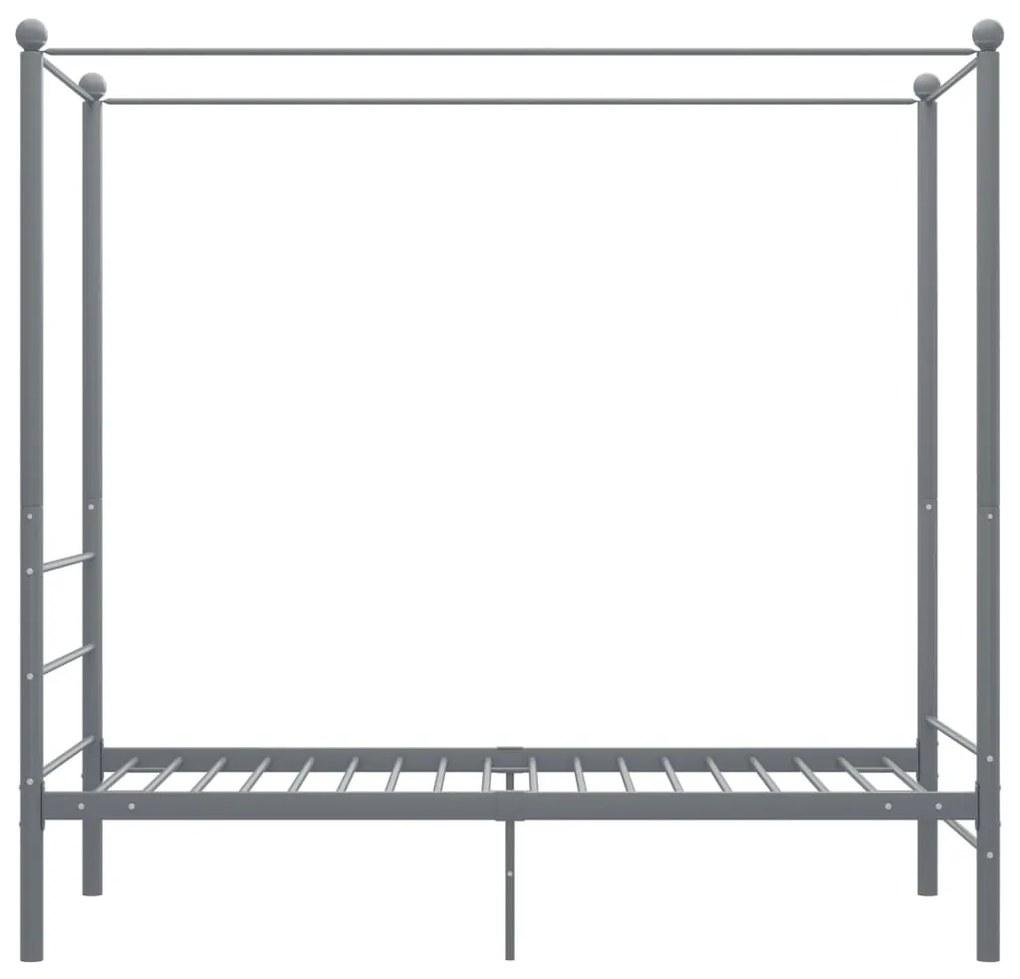 Cadru de pat cu baldachin, gri, 90x200 cm, metal Gri, 90 x 200 cm
