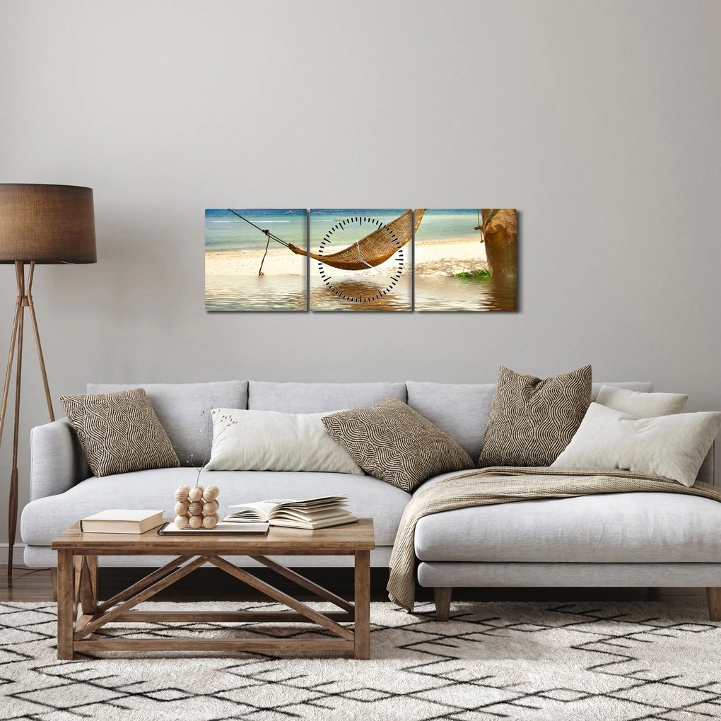 Tablou - Relax la plajă (cu ceas) (90x30 cm)