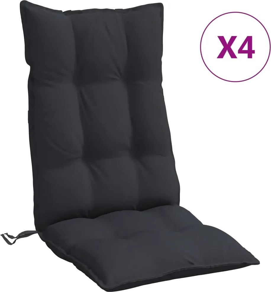 vidaXL Perne de scaun cu spătar înalt, 4 buc, negru, țesătură Oxford