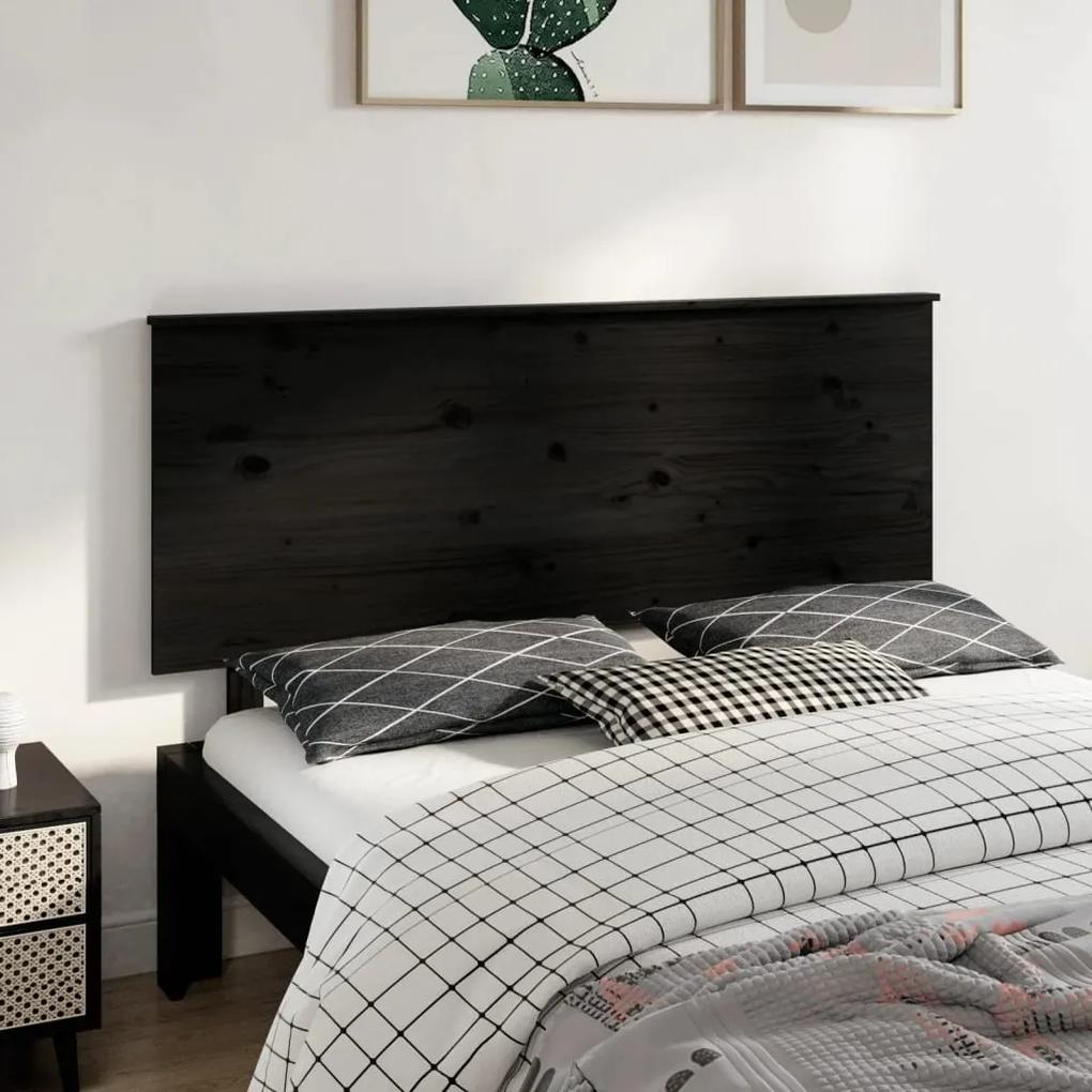 Tablie de pat, negru, 154x6x82,5 cm, lemn masiv de pin 1, Negru, 154 x 6 x 82.5 cm