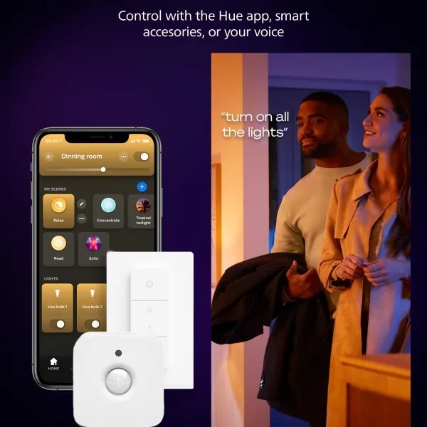 Philips Hue AURELLE Plafonieră LED reglabilă, 39W/230V, 60x60 cm, alb