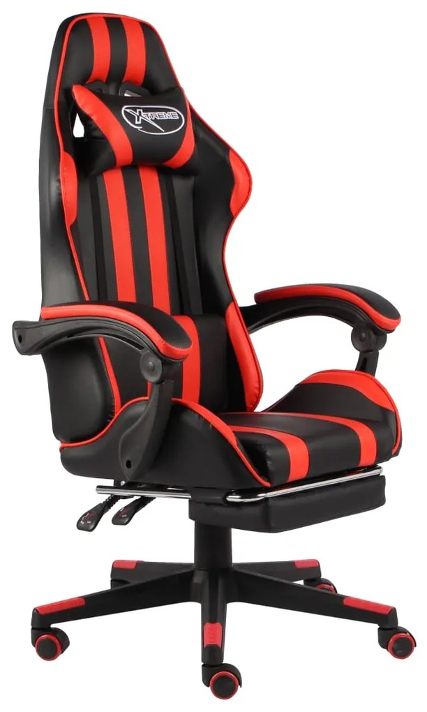 vidaXL Scaun de racing suport picioare negru/roșu piele ecologică