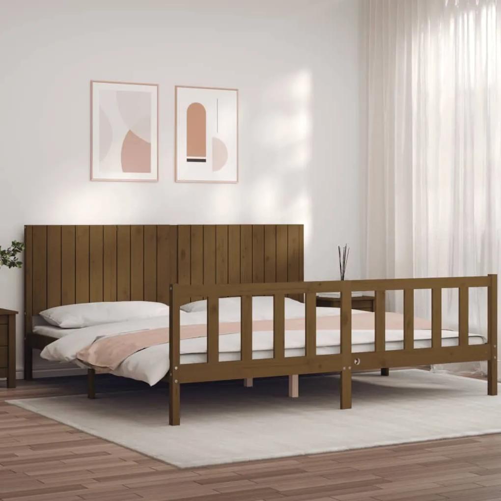 3192969 vidaXL Cadru pat cu tăblie, maro miere, 200x200 cm, lemn masiv