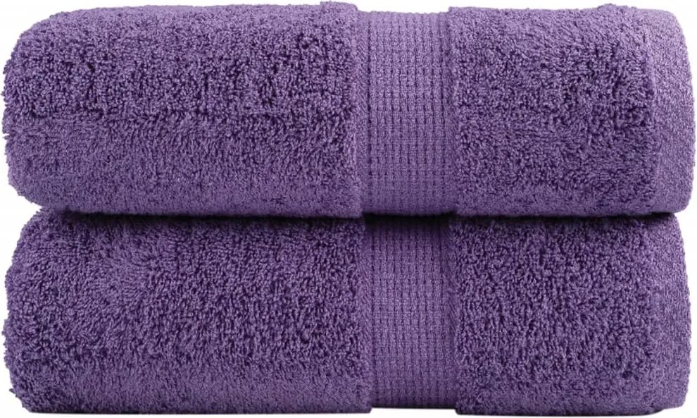 vidaXL Prosoape de baie premium SOLUND, 2 buc., violet, 30x30 cm, 600 g/m²