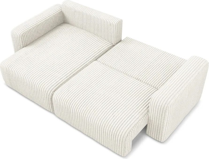 Colțar crem extensibil/cu spațiu de depozitare cu tapițerie din catifea reiată (cu colț pe partea stângă/cu șezlong) Kona – Makamii