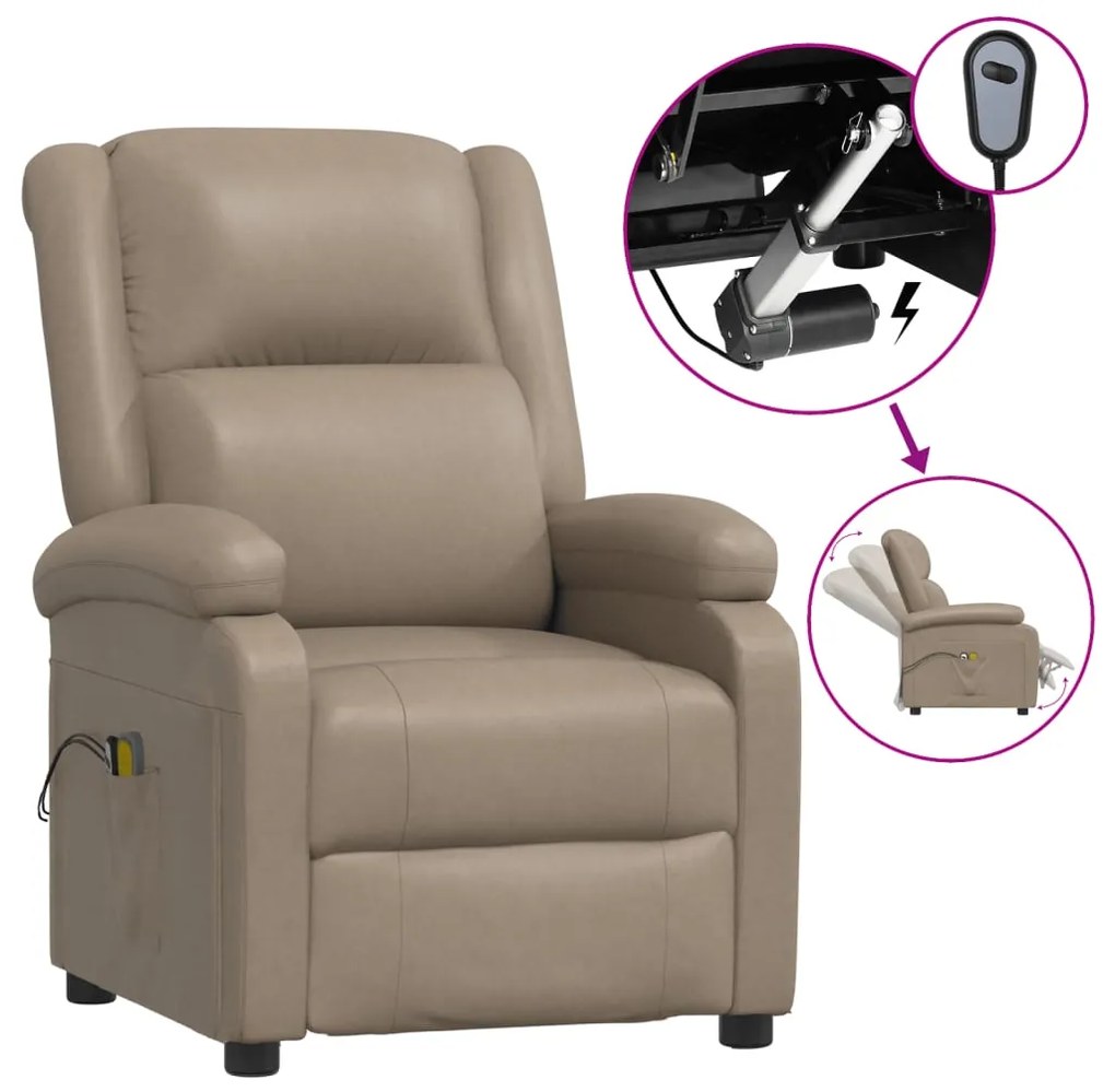 3073718 vidaXL Fotoliu de masaj electric, cappuccino, piele ecologică