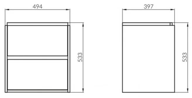 Mobilier suspendat Cersanit, Crea, cu doua sertare, 50 cm, stejar