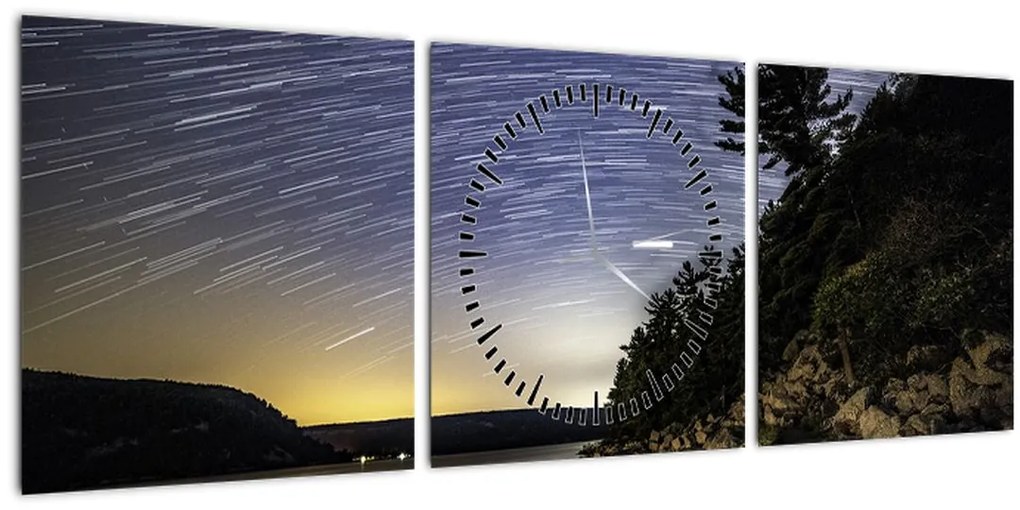 Tablou - cerul cu apus de soare (cu ceas) (90x30 cm)