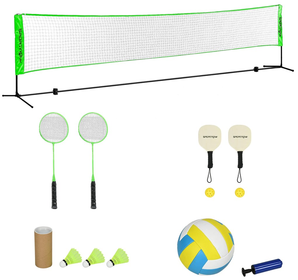 SPORTNOW Set complet de badminton, pickleball și volei, 3 în 1, jocuri sportive în aer liber cu filet reglabil în înălțime | Aosom Romania