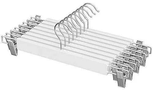 Set de 8 umerase din lemn, Songmics, Alb, 34x1.2x12.5 cm