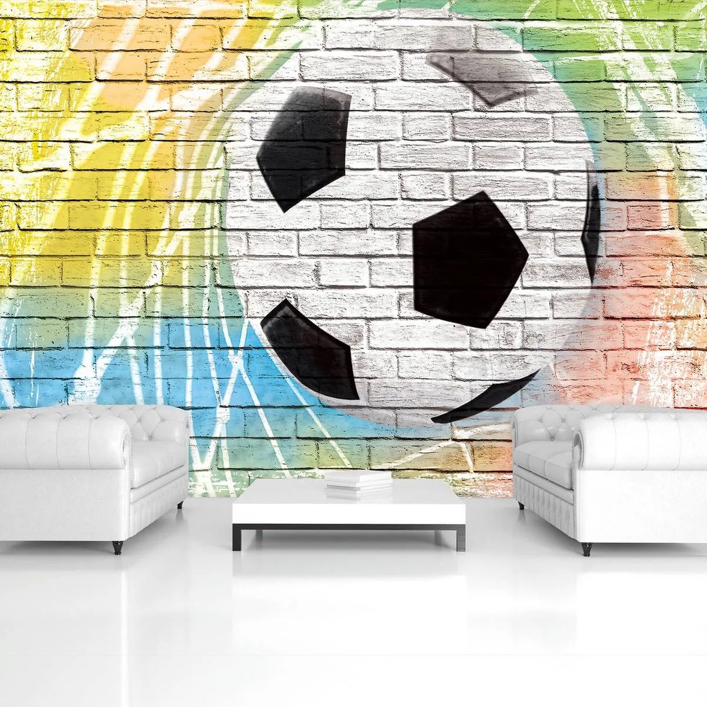 Fototapet - Graffiti - todbal pe perete din cărămidă (152,5x104 cm)