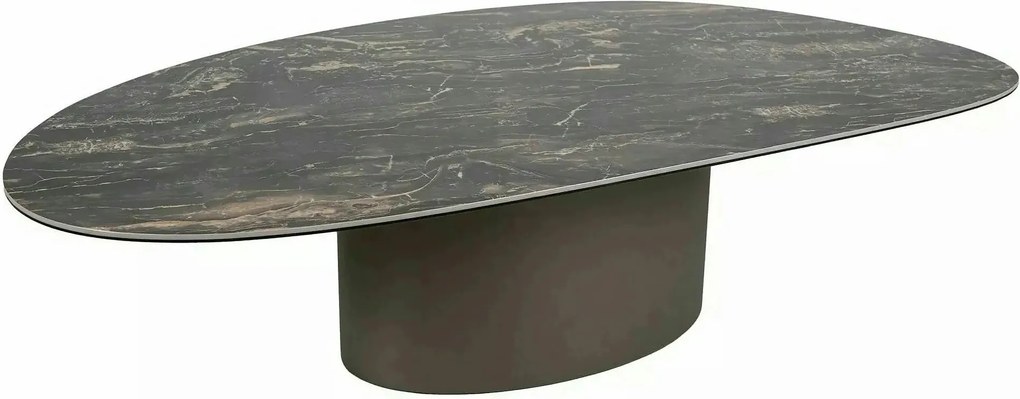 Măsuță cafea BELLO A, negru lucios/cupru, ceramică/sticlă securizată/m