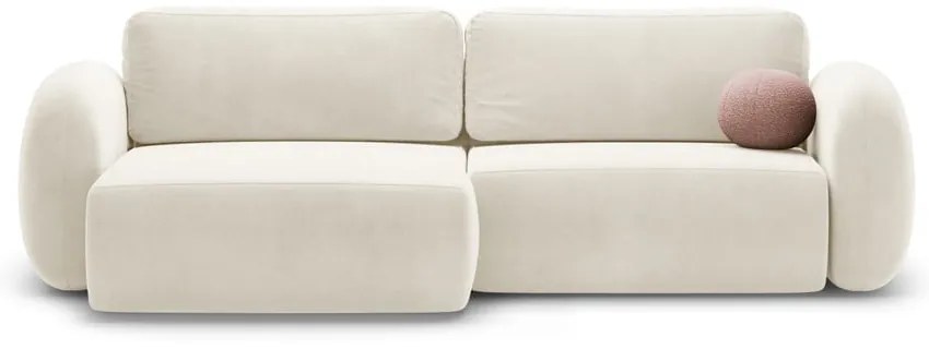 Colțar crem extensibil/cu spațiu de depozitare cu tapițerie din catifea Tonale – Cosmopolitan Design