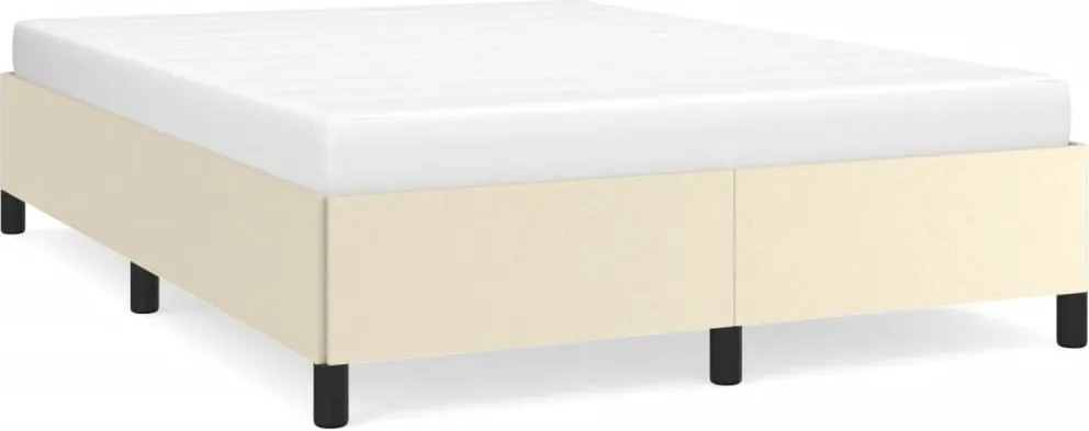 vidaXL Cadru de pat, crem, 140x190 cm, piele ecologică