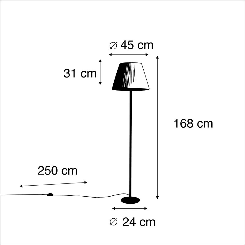 Lampa de podea moderna neagra cu abajur plisat alb 45 cm - Simplo