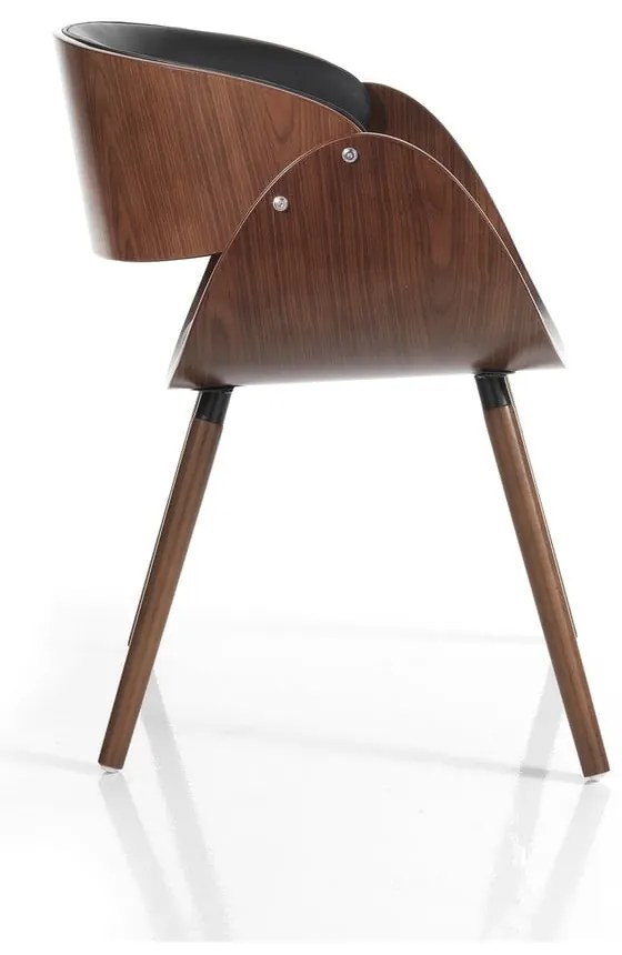 Scaun de sufragerie negru/maro închis cu cotiere tapițat Visby Evo – Tomasucci