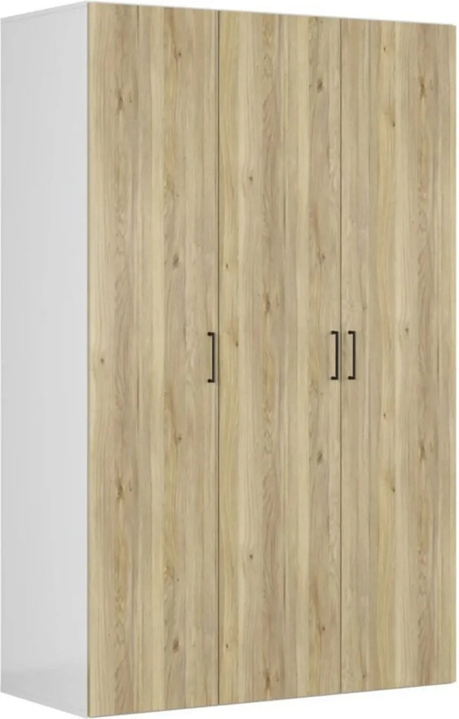 Dulap FLEX, alb/stejar, PAL, cu 3 usi, 150x66x240 cm