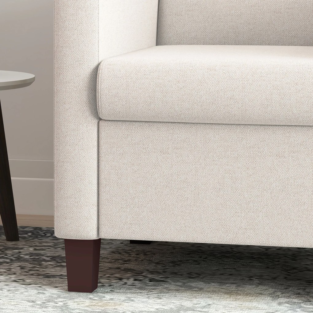 HOMCOM Upholstered Armchair in Linen Look, Foam, Seat Cushion, Wood Frame, Cream White | Aosom Romania