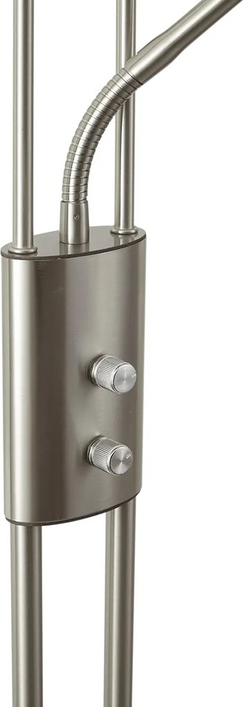 Lampa de podea moderna din otel cu brat de citit, incluzand LED si dimmer - Divo