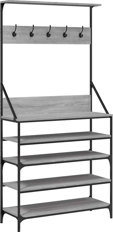 vidaXL Suport de haine cu raft pantofi, sonoma gri, 90x34x184 cm