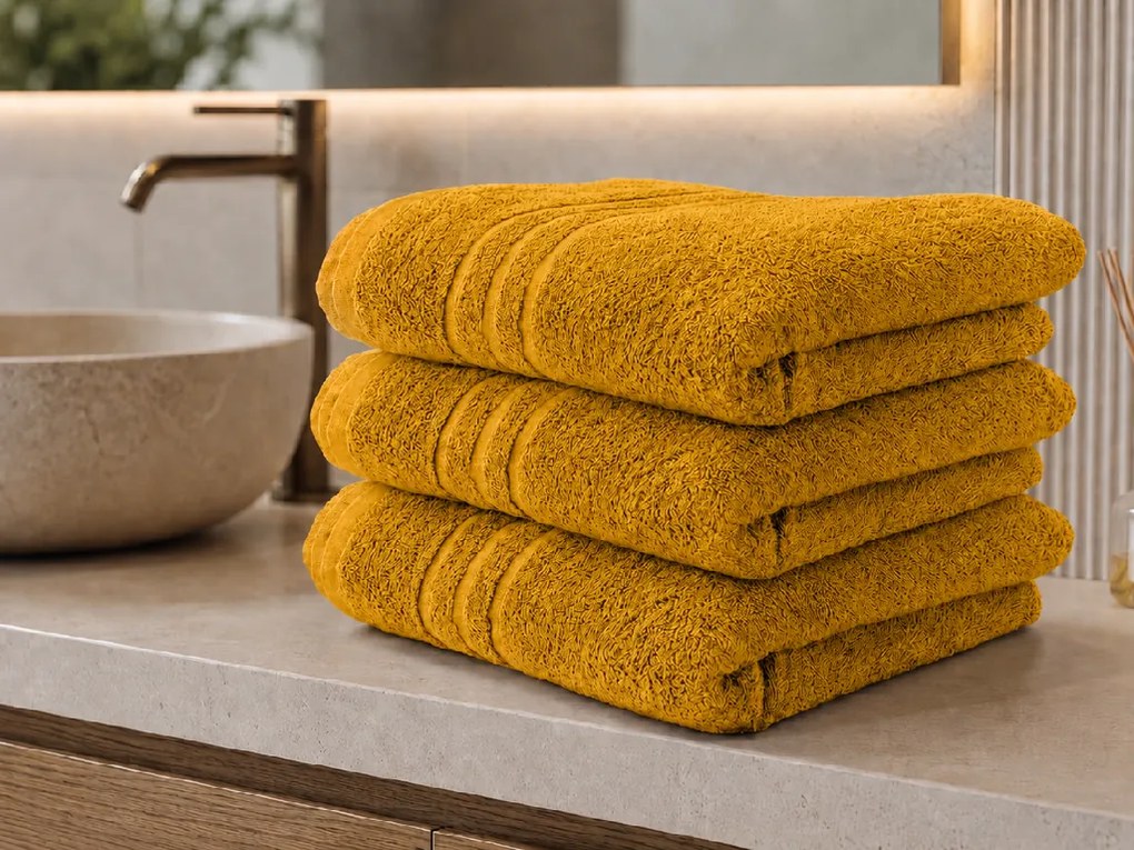 Prosop de baie CLASSIC COLOR 70 x 140 cm mustar, 100% bumbac