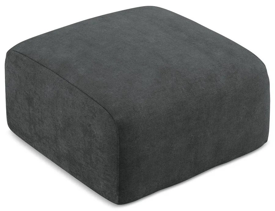 Taburet gri închis cu tapițerie din chenille Leila – Makamii