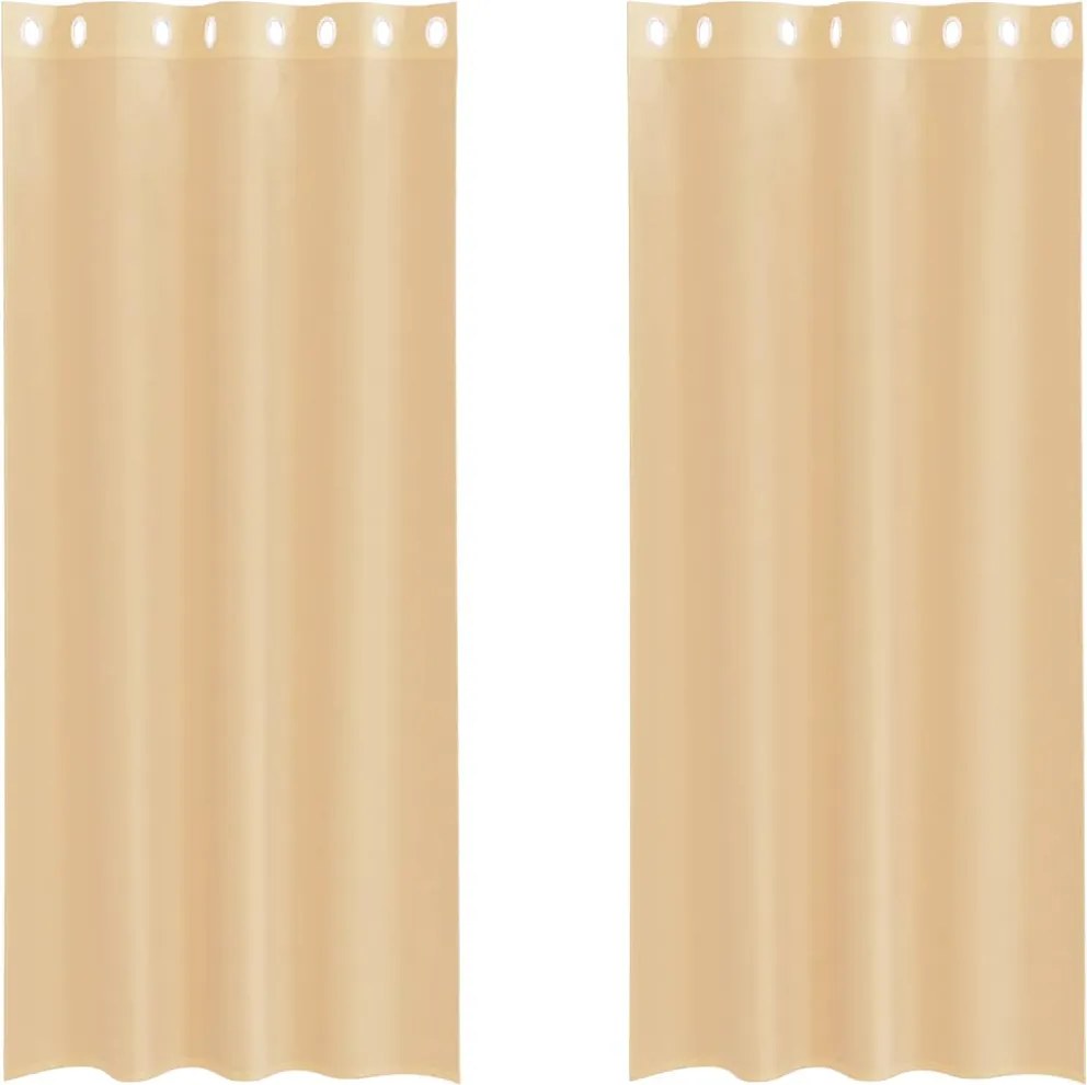 vidaXL Perdele Voile cu Oelii 2 buc Nisip