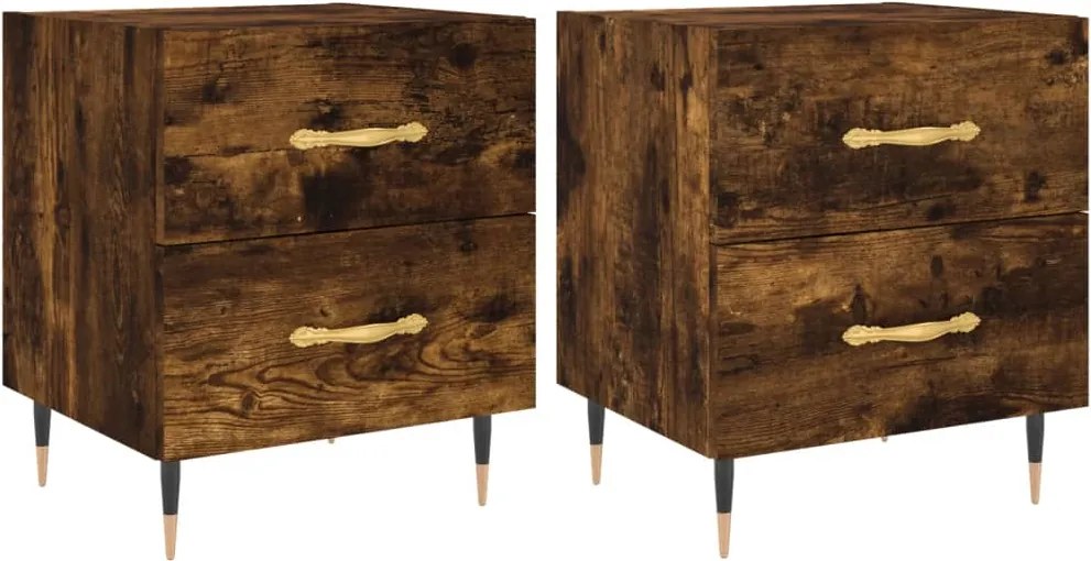 vidaXL Noptiere, 2 buc., stejar fumuriu, 40x35x47,5 cm, lemn compozit